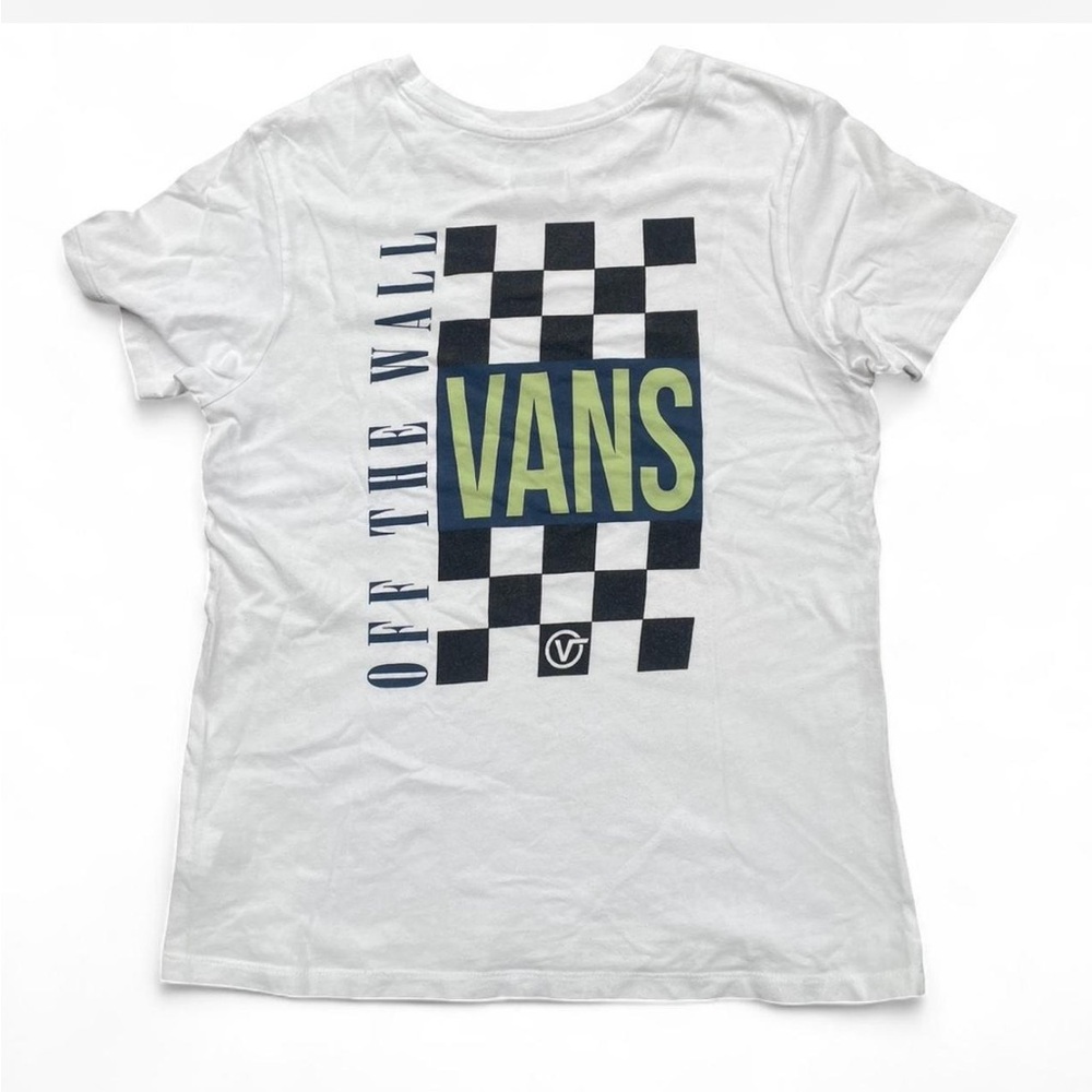 Vans logo tee white with green accents t-shirt size medium #skater